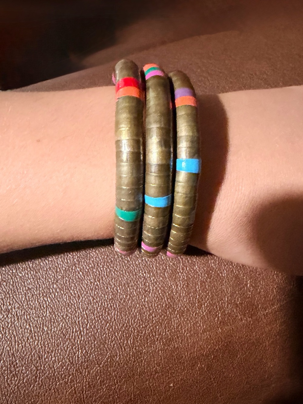 ✨Plunder✨Wrap Bracelet in Olive Brass with Multicolor Accent Bands